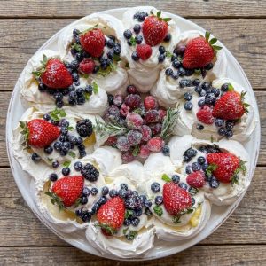 Heavenly Red, White, and Blue Pavlova with Fresh Berries