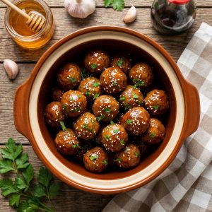 Heavenly Slow Cooker Honey Garlic Meatballs