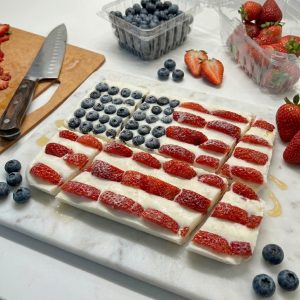 Mouthwatering Red, White, and Blue Frozen Yogurt Bark