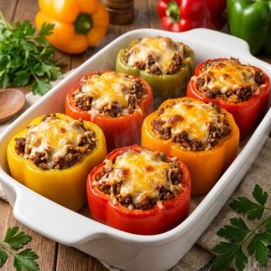 Irresistible Cheesy Ground Beef Stuffed Peppers