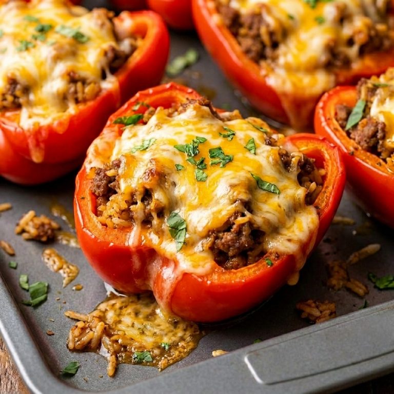 Decadent Stuffed Peppers with Ground Beef and Rice