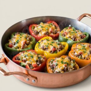 Quick and Easy One-Pan Ground Beef Stuffed Peppers