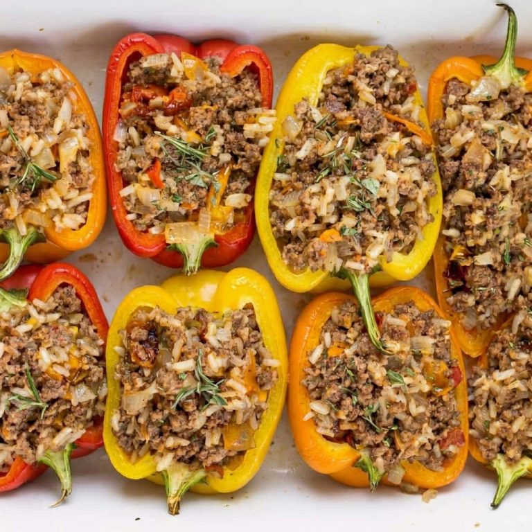 Savory Herb-Infused Ground Beef Stuffed Bell Peppers